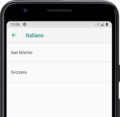 Cerca nelle lingue Android