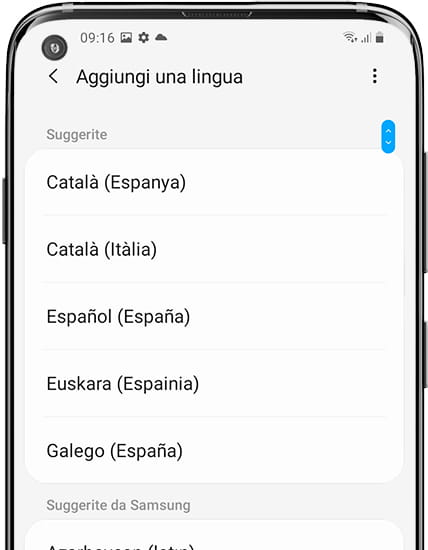 Cerca lingue Samsung