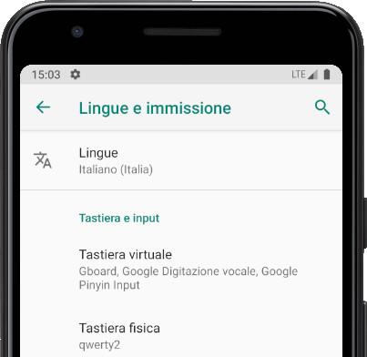 Lingue menu Android