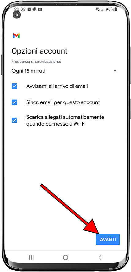 Opzioni dell'account Gmail