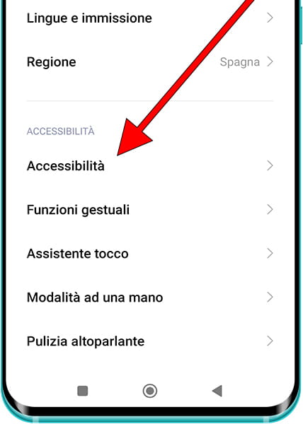 Accessibilità Xiaomi