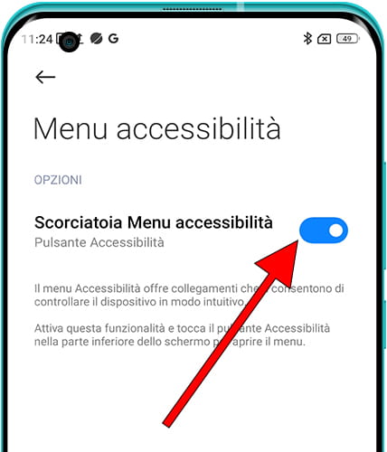 Scorciatoia Menu Accessibilità Xiaomi