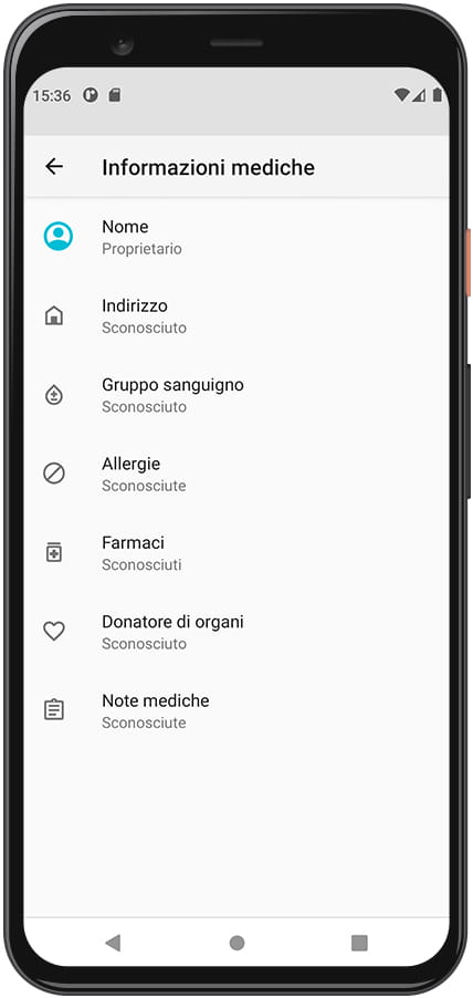 Informazioni mediche Android