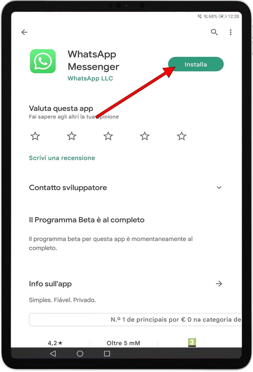 Installare WhatsApp